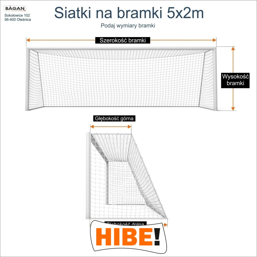 Siatki na bramki 5x2 - siatka na wymiar