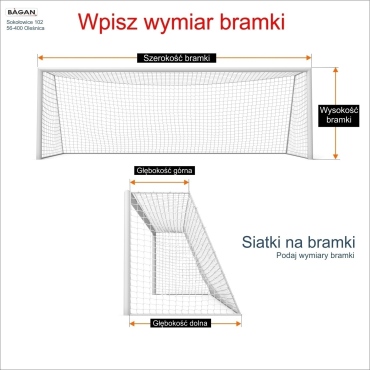 Siatki na bramki   Siatka na wymiar   Siatka bramkarska   Oczko siatki 10x10cm   Grubość siatki 3mm