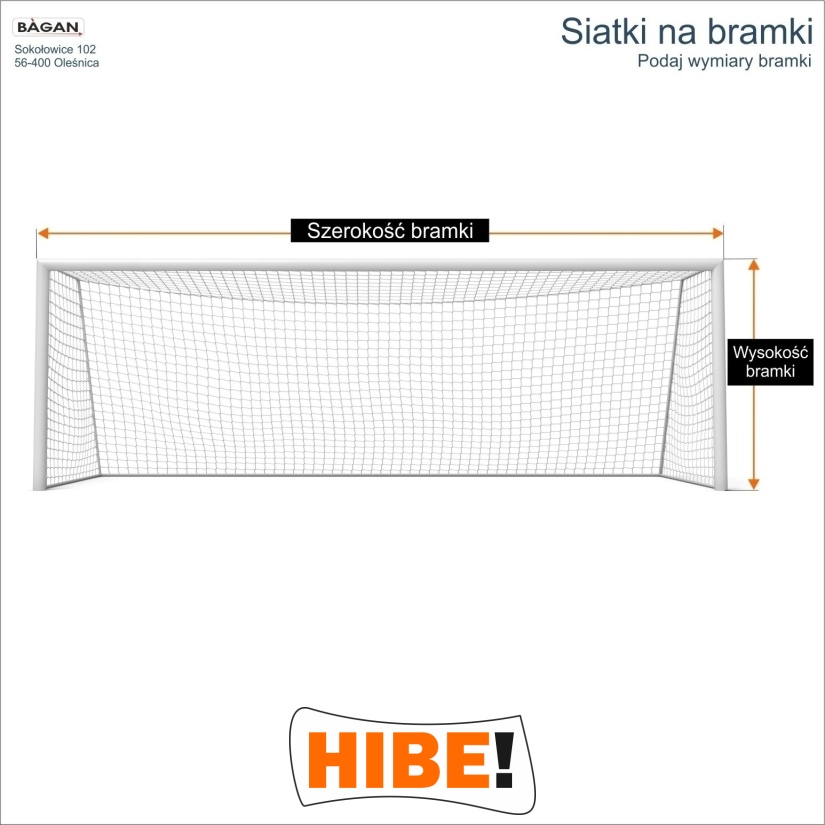Siatki na bramki   Siatka na wymiar   Siatka bramkarska   Oczko siatki 1x1cm   Grubość siatki 2mm